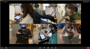 Students wearing headphones provided by RVEF Grant