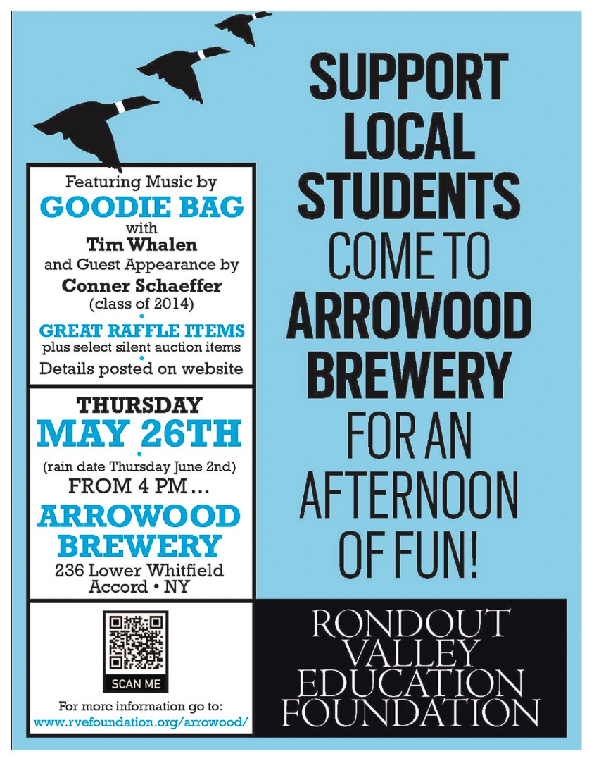 Rondout Valley Education Foundation Arrowood Fund Raiser Flyer 